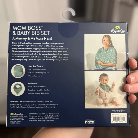 ITZY RITZY Mom Boss & Baby Bib Set in Sage Green - Picture 3 of 5